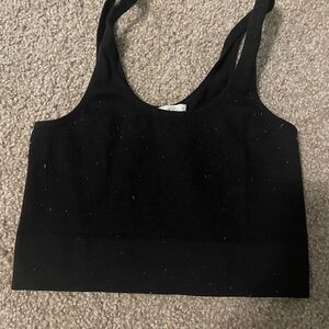 Bozzolo Black Ribbed Top